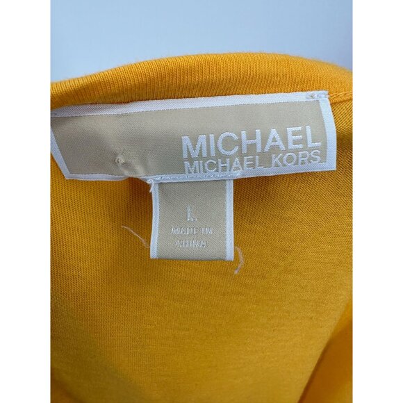 Michael Kors T-Shirt Large Yellow Modal Chain Detail Scoop Neck Short Sleeve - Picture 4 of 8